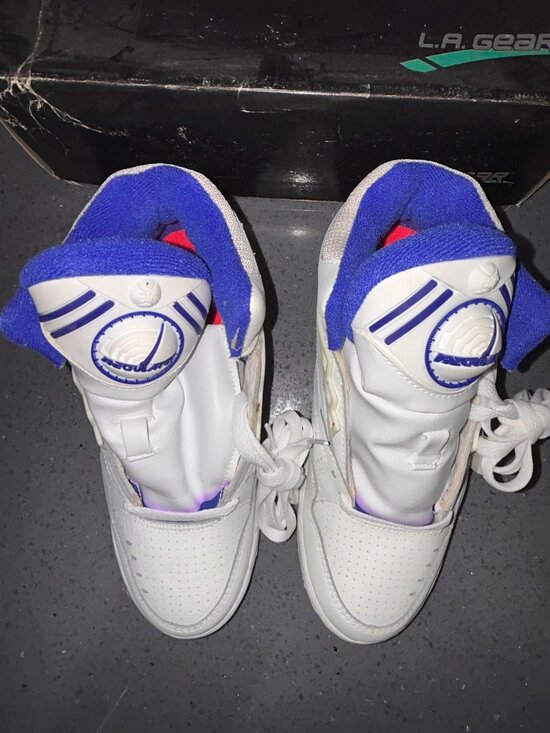 LA Gear Air Regulator White Blue Coral Basketball Shoes Boys/Mens 5.5 Vtg W/ box main image 11